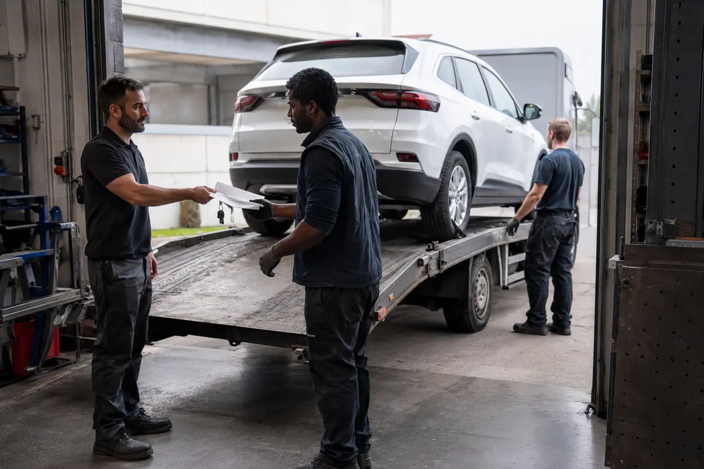 Vehicle delivered to a workshop after inter-emirate transport