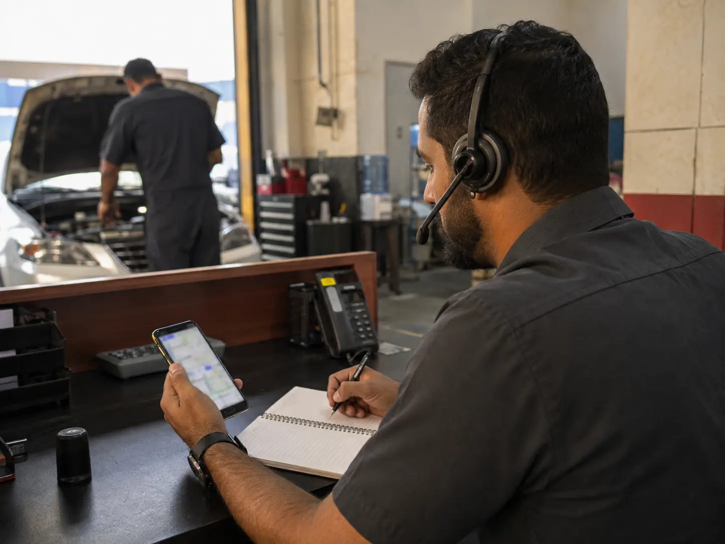 Dispatcher receiving a driver's live location for vehicle recovery in Dubai